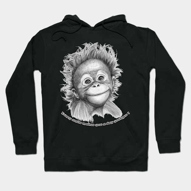 Orang-outan baby-every smile Hoodie by schukina art